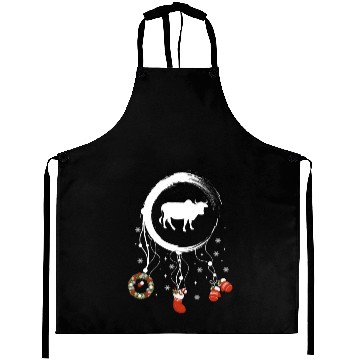 Discover Winter dreamcatcher Christmas Bull Aprons