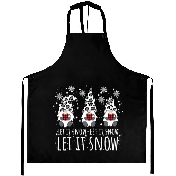 Discover LET IT SNOW Winter Gnome Leopard Buffalo Plaid Aprons