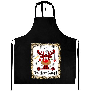 Discover Bleached Teacher Squad Reindeer Funny Christmas Aprons