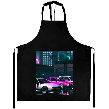 Discover Vaporwave Car Synthwave City Aprons