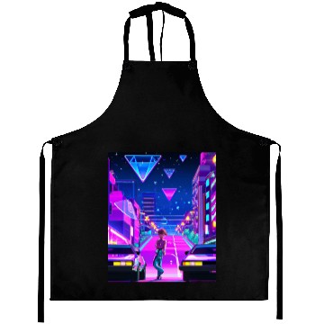 Discover Vaporwave Car Synthwave Girl Aprons