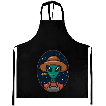 Discover Alien Farmer UFO Funny Farming Aprons