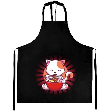 Discover Cat Eating Ramen Aprons