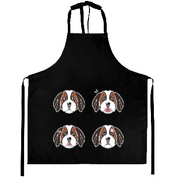 Discover Funny Saint Bernard Dog Cartoon Faces Aprons