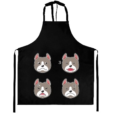 Discover Funny Pitbull Terrier Dog Cartoon Faces Aprons