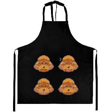 Discover Funny Brown Poodle Dog Cartoon Faces Aprons