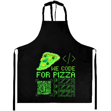Discover we code for pizza funny programming meme Aprons