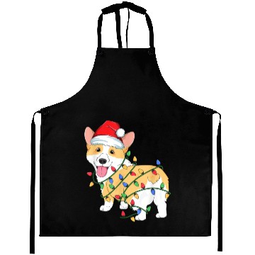 Discover Corgi Christmas Tree Xmas Lights Dog Lover Aprons