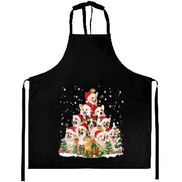 Discover Corgi Christmas Tree Santa Hat Dog Lover Aprons