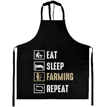 Discover Funny Quote Eat Sleep Farming Repeat Aprons