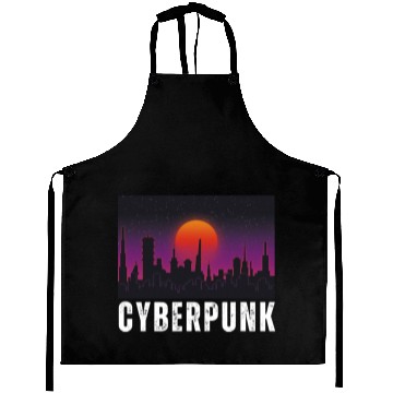 Discover Cyberpunk City Skyline, Science Fiction / Sci-Fi. Aprons