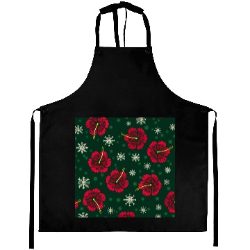 Discover Tropical Floral Hibiscus Snowflakes Christmas Aprons