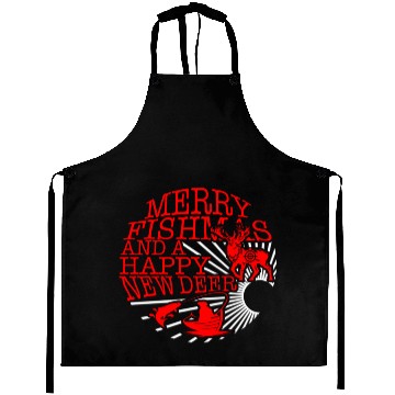 Discover Christmas Aprons, Merry Fishmas And Happy New Deer