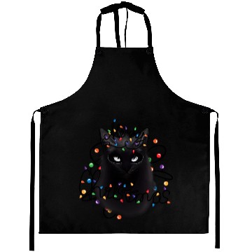 Discover Black Cat christmas light Aprons