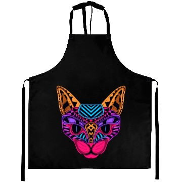 Discover Black Neon Cat Aprons