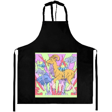 Discover A goat and a fish in a fantasy garden Aprons
