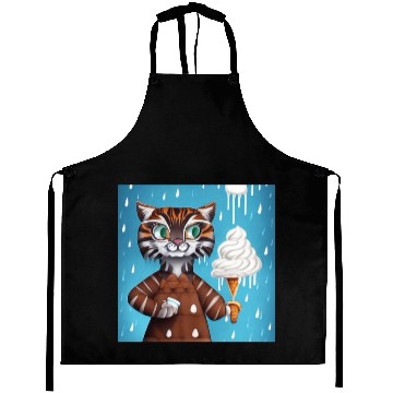 Discover happy tiger love ice cream Aprons