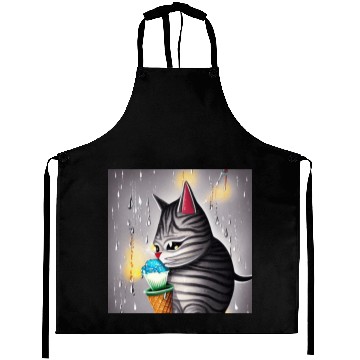 Discover cut cat love ice cream Aprons