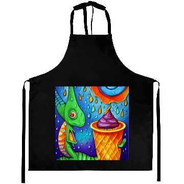Discover happy dinosaur love ice cream Aprons