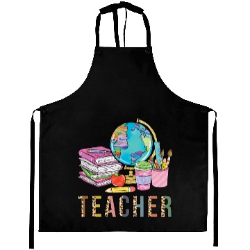 Discover Cute Teacher Leopard Print Globe First Day of Aprons