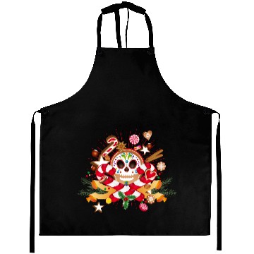 Discover Gingerbread man Sugar Skull decor for Christmas Aprons