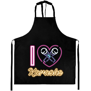 Discover Karaoke Singer Heart 80s Retro I Aprons