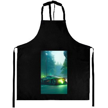 Discover Futuristic grey neon car Aprons