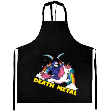 Discover Skeleton Unicorn Rainbow Metal Music Lover Aprons