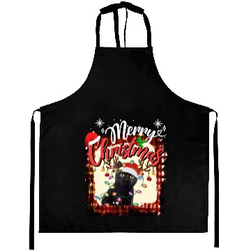Discover Festive Cat Christmas Lights Design Aprons