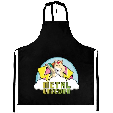 Discover Dabbing Dab Unicorn Rainbow Metal Music Heavy Rock Aprons