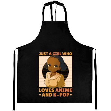 Discover just a Girl Who Loves Anime and K-POP Black Girl Aprons