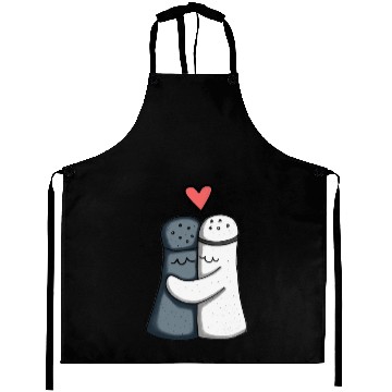 Discover Salt and Pepper Hugging Love : Funny illustration Aprons