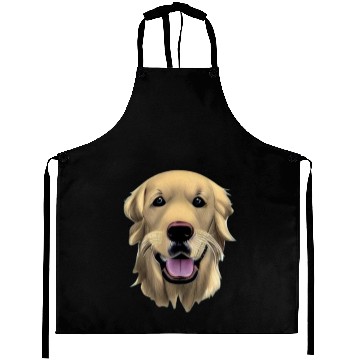 Discover Beautiful Golden Retriever Illustration Aprons