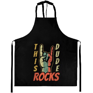 Discover Retro Rock Sign Rock Hand Metal Kid Rocker Aprons