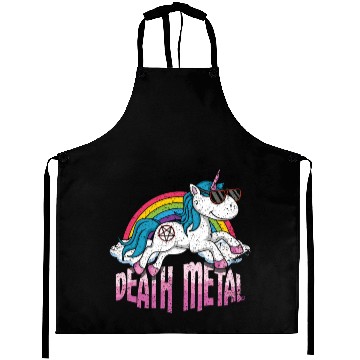 Discover Rainbow Unicorn Love Metal Music Heavy Rocker Aprons