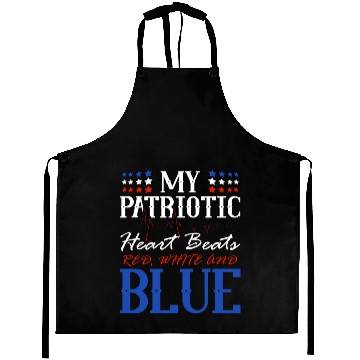 Discover My Patriotic Heart Beats Red White and Blue 4th Aprons