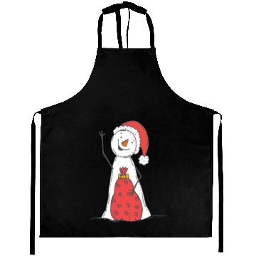 Discover funny snowman with mustache and carrot Aprons