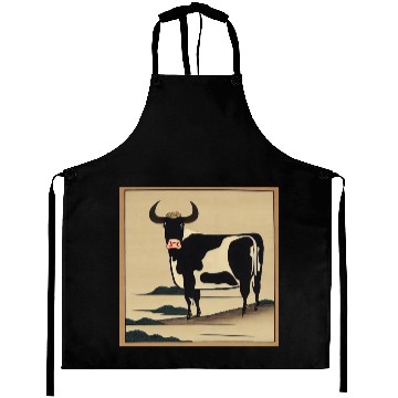 Discover Ukiyo-e Cow, Japanese Print Aprons