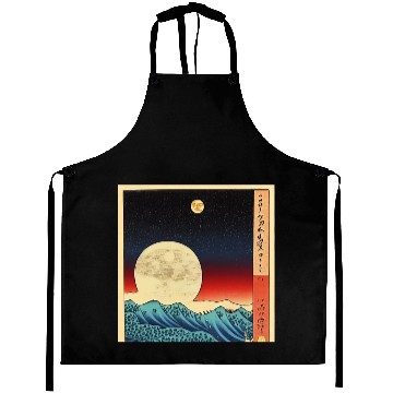 Discover Ukiyo-e Moon over Mountain Range, Japanese Print Aprons