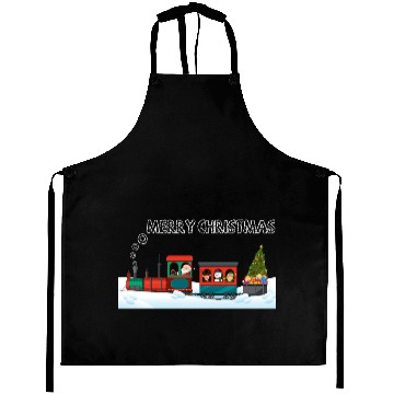 Discover Christmas Steam Train Santa Snowman Tree Aprons