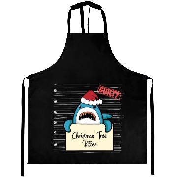 Discover Shark christmas funny prison Aprons