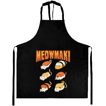 Discover Cat Sushi Meow Design for a Cat Lady or Cat Mom Aprons