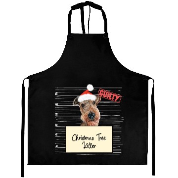 Discover Airedale Terrier christmas funny prison Aprons