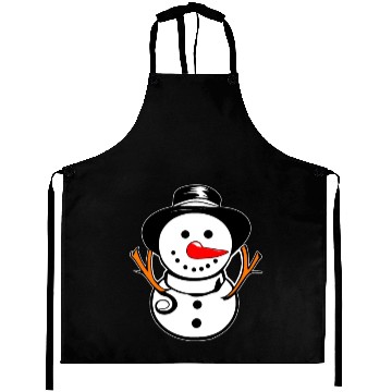 Discover Cute Snowman With Carrot Nose And Hat Aprons