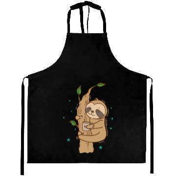 Discover Sloth with Cup of Tea or Coffee lazy Aprons
