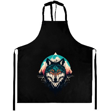 Discover Geometric Wolf Aprons