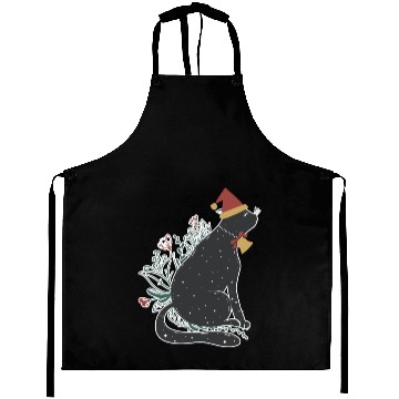 Discover Santa Black Cat Tangled Up In Christmas Tree Light Aprons