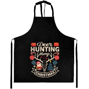 Discover Deer Hunting Merry Christmas Aprons