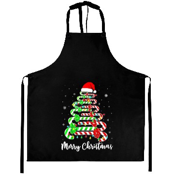 Discover Candy Cane Santa Hat Funny Xmas Tree Merry Aprons