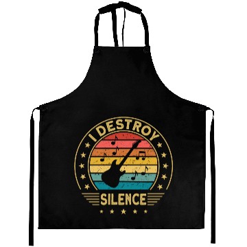 Discover Electric Guitar I Destroy Silence loud music Aprons